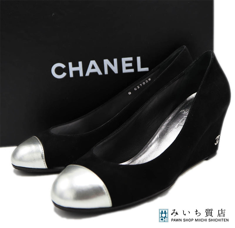 CHANEL シャネル G27028 ココマーク ヒール パンプス スエード 靴 36 1/2 ブラック レディース 箱有 25k810-2