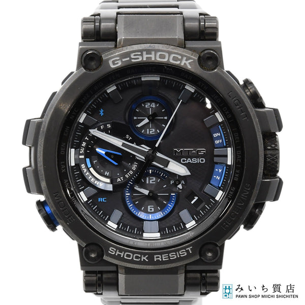 稼働 腕時計 CASIO カシオ 5544 MTG-B1000 SS 電波ソーラー クロノグラフ 黒色文字盤 箱有 k1211