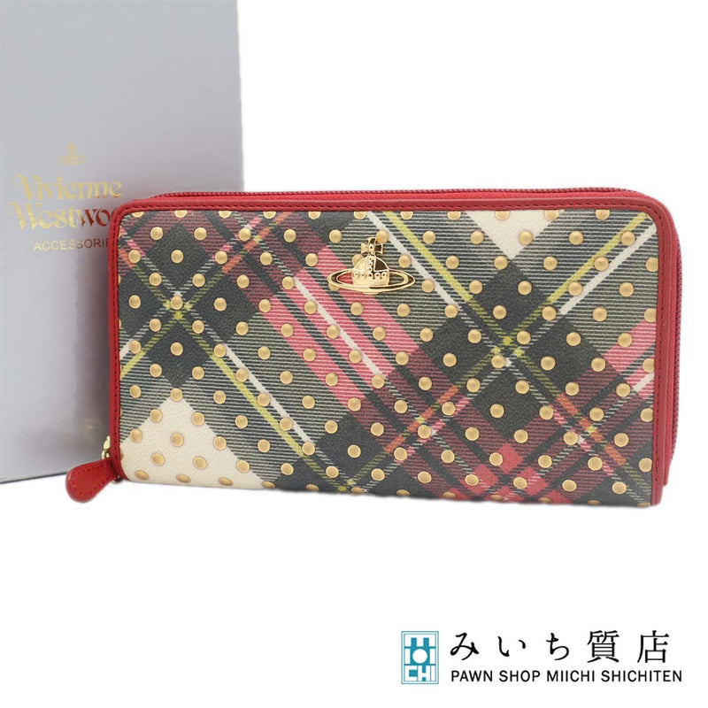 Vivienne Westwood ヴィヴィアンウエストウッド 財布 TARTAN DOTS ラウンドジップ チェック柄 小物 箱有 H19812