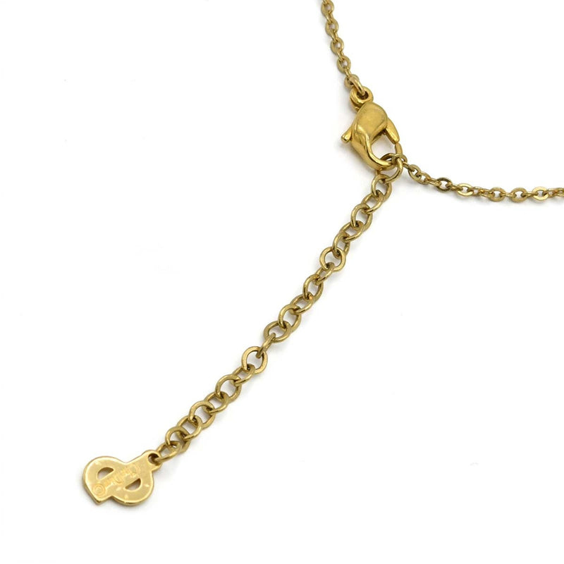 Christian Dior ディオール ネックレス ハート ラインストーン ビジュー ロゴ ゴールドカラー アクセサリー 5.5g H10469-1