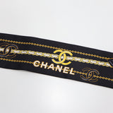 CHANEL シャネル ツイリー ヘアバンド AA8232 カメリア チェーンモチーフ ココマーク 絹100 ブラック H19286