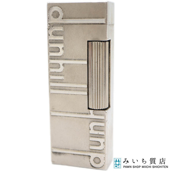 Dunhill ダンヒル ガスライター ロゴ ローラー式 喫煙具 シルバーカラー 着火未確認 eco1727