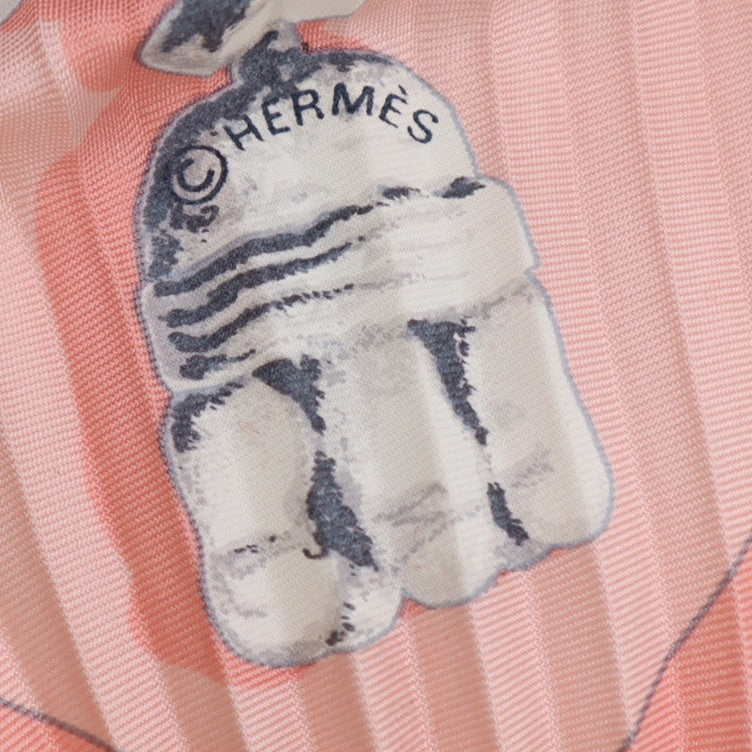 HERMES エルメス プリーツスカーフ PLAZA DE TOROS 闘牛場 シルク100％ ピンク 服飾小物 21k363-13