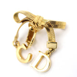 Christian Dior ディオール イヤリング リボン CD アクセサリー ゴールド色 レディース H13942