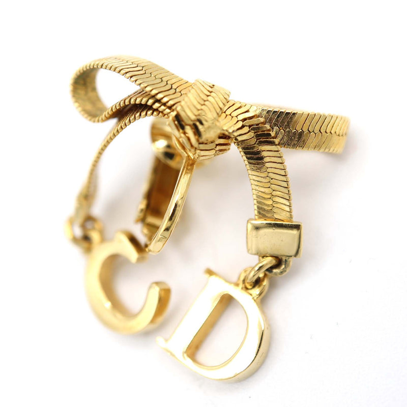 Christian Dior ディオール イヤリング リボン CD アクセサリー ゴールド色 レディース H13942