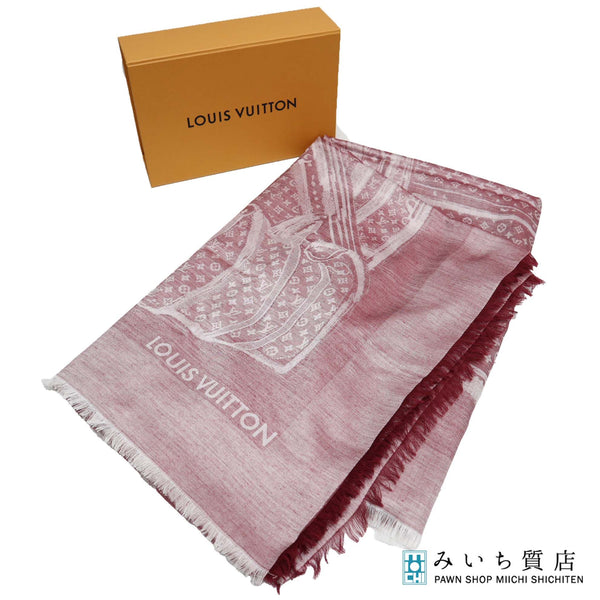 LOUIS VUITTON ルイヴィトン LV スカーフ ストール R98142 モノグラム カシミヤシルク カシシル レッド系 gen141