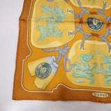 HERMES エルメス カレ45 TSUBAS 鍔 オレンジ シルク100％ 服飾小物 箱 ok1826