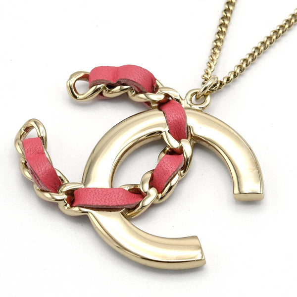 CHANEL シャネル ココマーク チェーンモチーフ ネックレス ゴールド×ピンク B18K 12.2g ゴールドチェーン 箱付き H19509