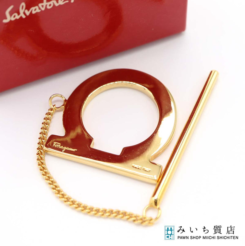 Salvatore Ferragamo サルヴァトーレフェラガモ スカーフリング ガンチーニ スカーフ留め ゴールドカラー 箱有 H6833