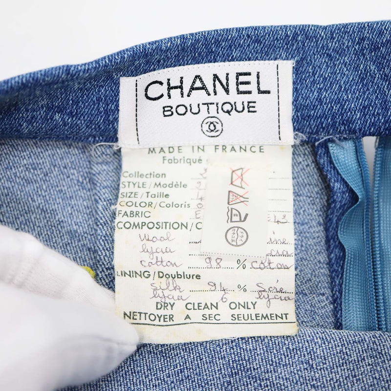 CHANEL シャネル セットアップ デニム 20724 40サイズ 黄緑 グリーン スカート ヴィンテージ レディース H17171
