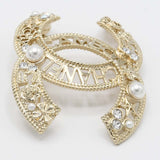 CHANEL シャネル ブローチ カンボン ラインストーン ゴールドカラー フェイクパール アクセサリー 箱有 H18918