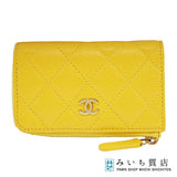 CHANEL シャネル キーケース カードケース ココマーク 財布 キャビアスキン イエロー H23450