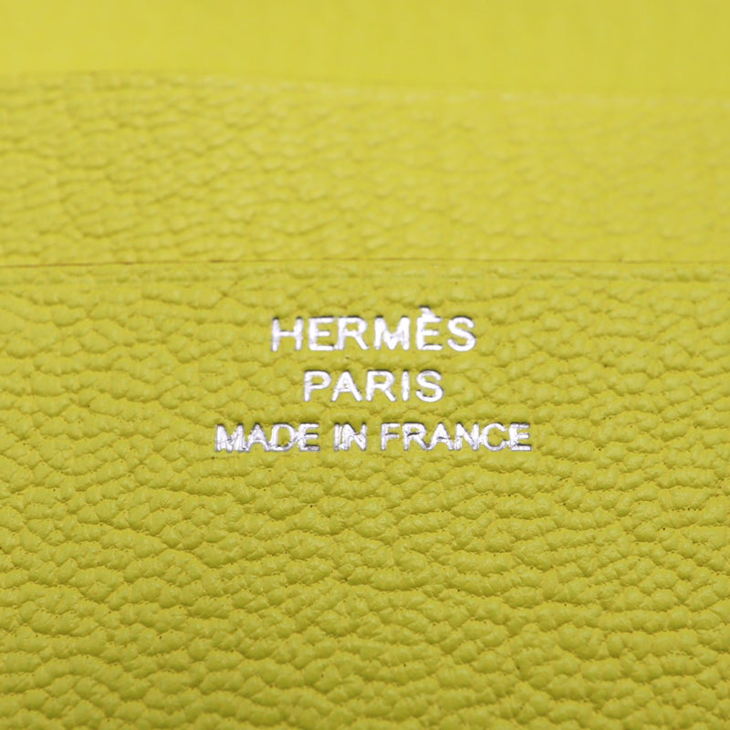 未使用品 HERMES エルメス エブリン カードケース シェーブル LIME 2011年製造 □O刻 箱 Hロゴ ライムカラー H9797