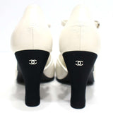CHANEL シャネル ヒール パンプス G33888 37 23.5cm ホワイト ブラック レディース 箱有 H4044