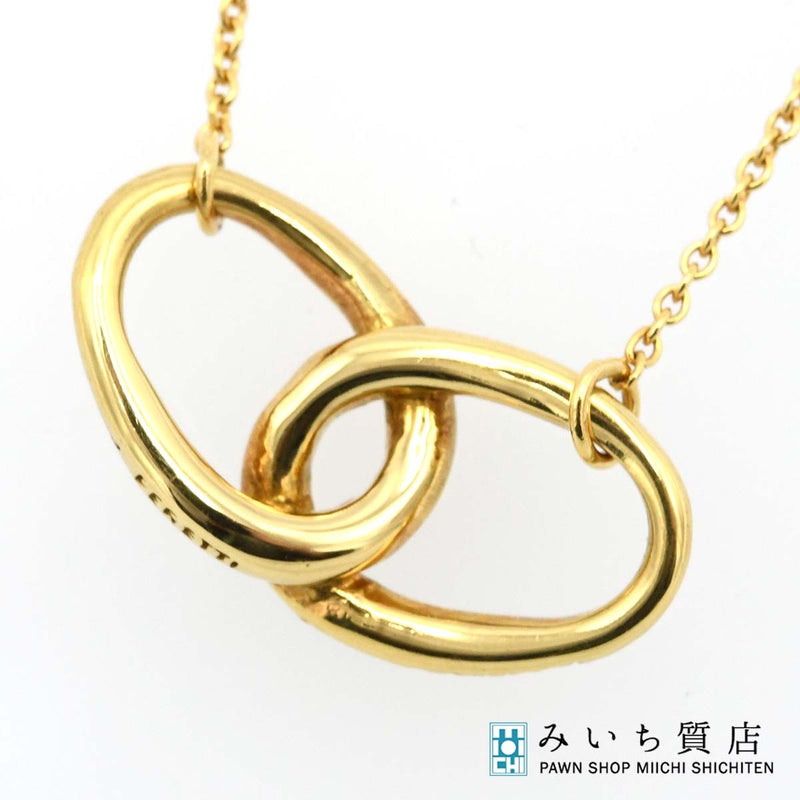 TIFFANY&Co. ティファニー ダブルループ ネックレス K18 YG イエローゴールド ペンダント サークル 4.0g k1256