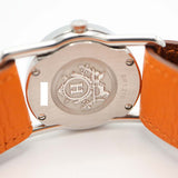 稼働 腕時計 HERMES エルメス バレニア ロンド BR1.210 クォーツ ホワイト文字盤 オレンジ ブラウン リバーシブル 2025.5電池交換済 H19143