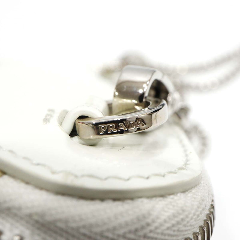 PRADA プラダ トライアングル チェーン ポーチ ミニポーチ ショルダー 1NR005 白 ホワイト コインケース 箱保ストラップ H20533