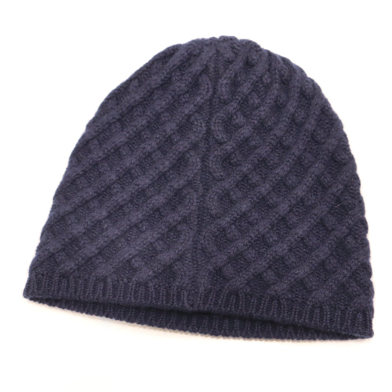 CHANEL シャネル ニットキャップ ココマーク 帽子 ネイビー カシミヤ100% レディース 箱有 H19255