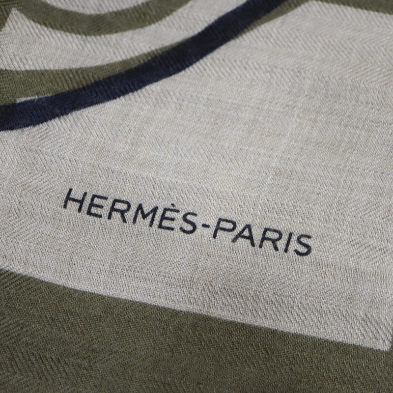 HERMES エルメス カレ140 カレジュアン Imprimeur Fou Brides et クレイジープリンター カシミヤ シルク カシシル 服飾小物 eco1571