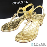 CHANEL シャネル 20A G36402 サンダル ココマーク マトラッセ ゴールドカラー 38 レディース 箱有 25k1074-2