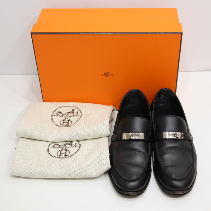 HERMES エルメス モカシン デスタン ケリー WS212114Z 2110 レザー 36 1/2 約23.5cm ブラック レディース 23k388-1