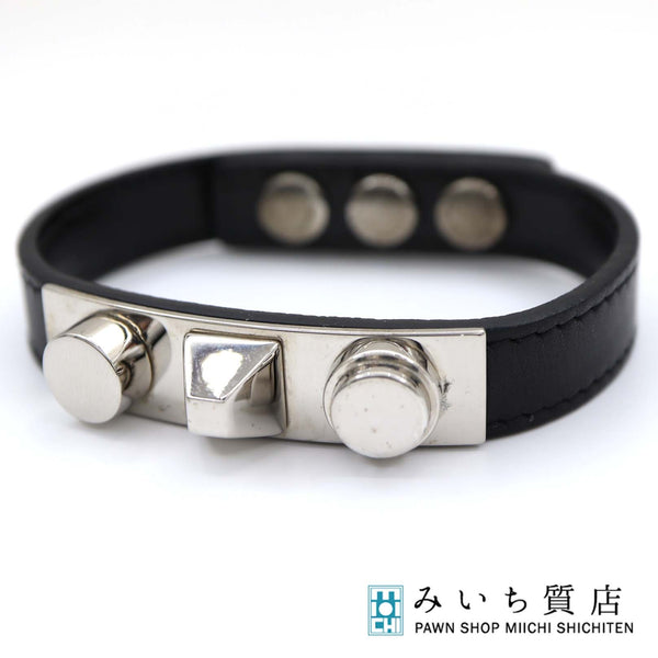 SAINT LAURENT サンローラン ブレス ブラック シルバーカラー アクセサリー H4846