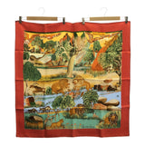 HERMES エルメス スカーフ カレ90 Nuba Mountain ヌバマウンテン シルク100 レッド系 箱有 H18169