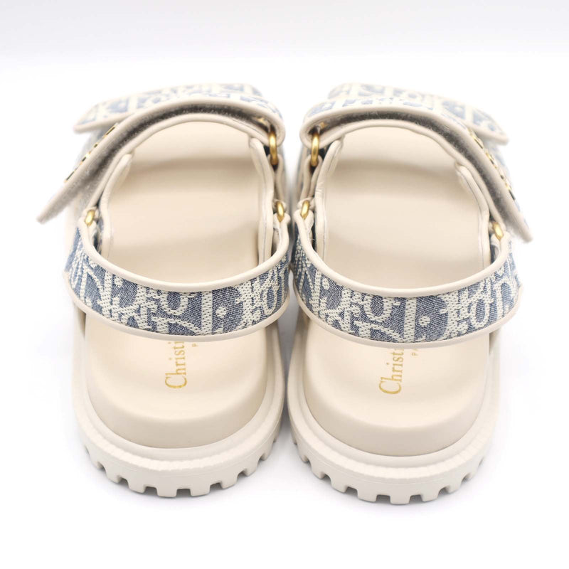 未使用 Christian Dior ディオール サンダル 38 約25cm アクト オブリーク ホワイト 靴 レディース 箱有 H19574