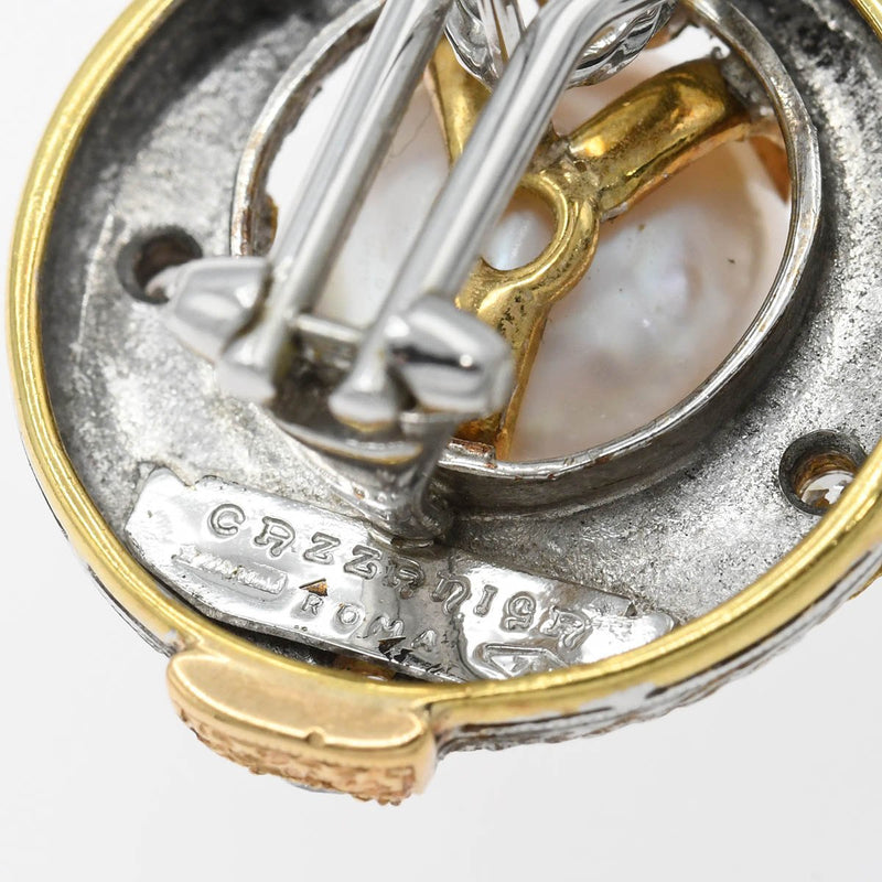 CAZZANIGA カッツァニーガ イヤリングピアス 750 ダイヤ パール 約20.4g アクセサリー ジュエリー H9709