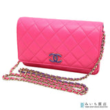 CHANEL シャネル マトラッセ チェーンウォレット ショルダーバッグ バイカラー ラムスキン ピンク×パープル 財布 鞄 付属品有 24k1074-3