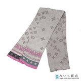 LOUIS VUITTON ルイヴィトン LV バンドー M75044 モノグラム マップ スカーフ ライトグレー ピンク 服飾小物 25k1037-6