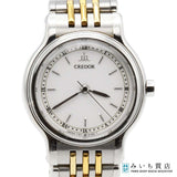 稼働 腕時計 SEIKO セイコー CREDOR クレドール 7371-0090 クォーツ 白文字盤 SS コンビカラー 2026.8月電池 ok1686