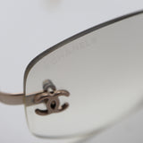 CHANEL シャネル サングラス 4002 c194/61 57□19 130 ココマーク リムレス 度なし メガネ シャンパンゴールド系 ケース 26k621-10