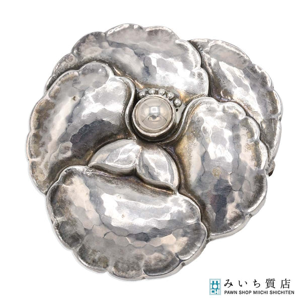GEORG JENSEN ジョージジェンセン ピンブローチ 113 パンジー フラワー シルバー 925 約14.4g アクセサリー レディース H8233-2