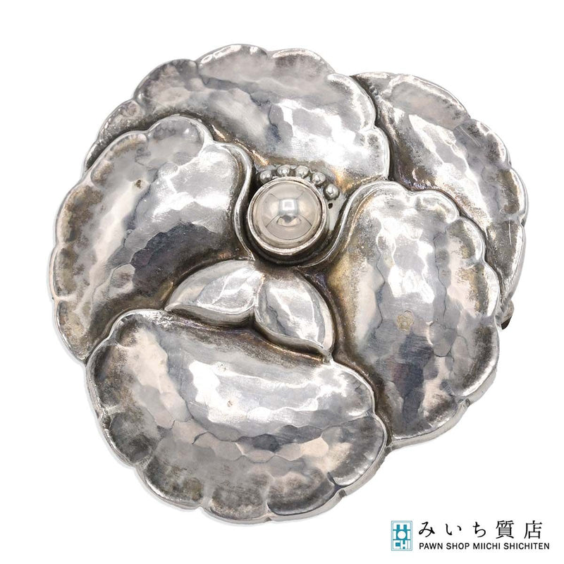 GEORG JENSEN ジョージジェンセン ピンブローチ 113 パンジー フラワー シルバー 925 約14.4g アクセサリー レディース H8233-2