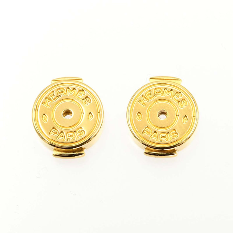HERMES エルメス ピアス カージュドアッシュ Hキューブ オレンジ/ゴールドカラー アクセサリー レディース 5.8g ok1050