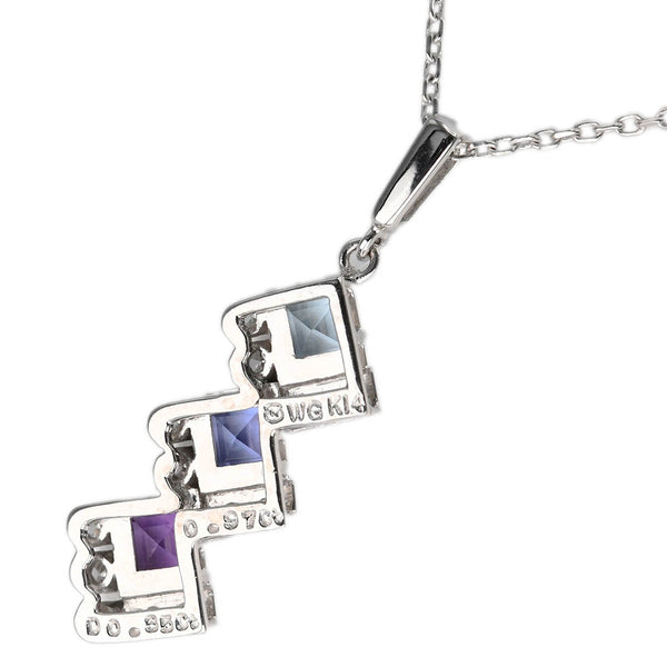仕上済 MIKIMOTO ミキモト ネックレス トルマリン 0.97ct pt900 WGK14 D0.35 約5.8g ジュエリー 24k156-5