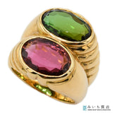 仕上済 BVLGARI ブルガリ リング ドッピオバチェラート ペリドット トルマリン 750 指輪 約12.5号 約21.5g 箱有 H4317