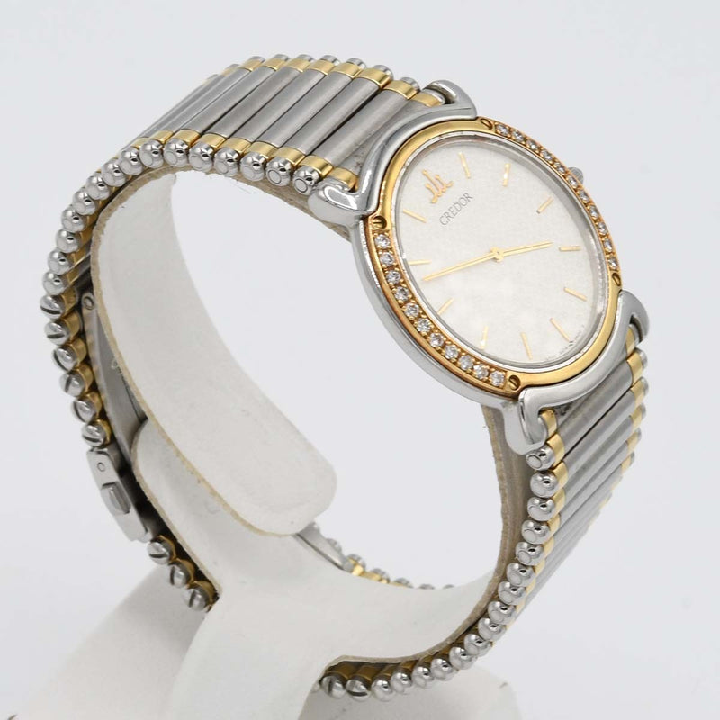 腕時計 稼働 SEIKO セイコー クレドール 5A74-0190 クォーツ SS×18KT コンビ シルバー色文字盤 2025.10電池交換済 maki436