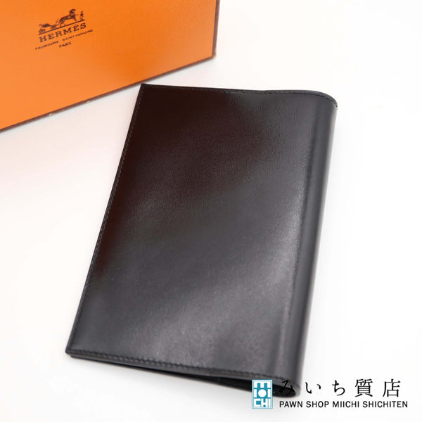 HERMES エルメス 手帳カバー ミニアジェンダ ボックスカーフ ブラック 〇P刻 箱有 H2542