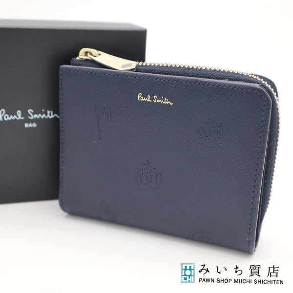 Paul Smith ポールスミス 財布 873584 P954 ポールドローイング ネイビー 二つ折り財布 小物 21k57-1