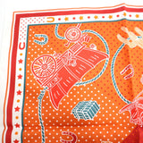 HERMES エルメス スカーフ EX-LIBRIS エクスリブリス 馬 馬車 オレンジ レッド コットン100％ 服飾小物 箱 H18459