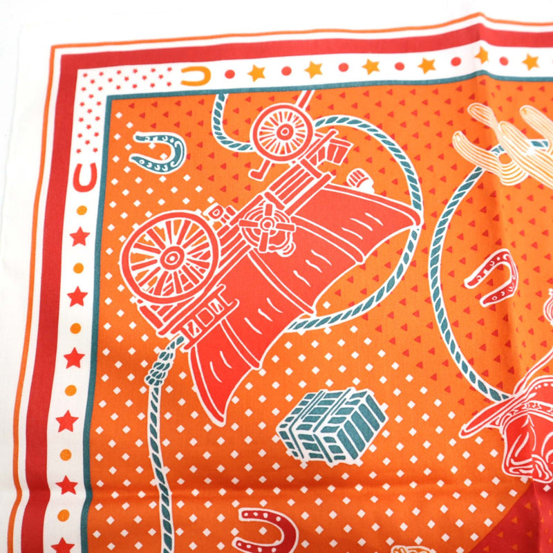 HERMES エルメス スカーフ EX-LIBRIS エクスリブリス 馬 馬車 オレンジ レッド コットン100％ 服飾小物 箱 H18459