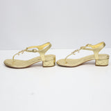 CHANEL シャネル 20A G36402 サンダル ココマーク マトラッセ ゴールドカラー 38 レディース 箱有 25k1074-2