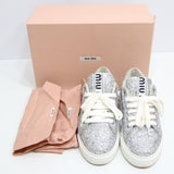 miumiu ミュウミュウ スニーカー 643 グリッター ラメ 36 1/2 23.5cm シルバーカラー レディース 箱有 24k1-8