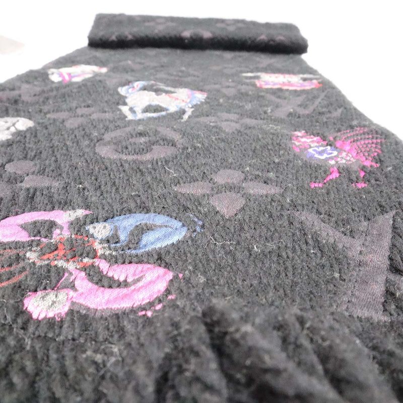 LOUIS VUITTON ルイヴィトン M71578 エシャルプ・ロゴマニア スーパーステイション 干支 マフラー ブラック M4456