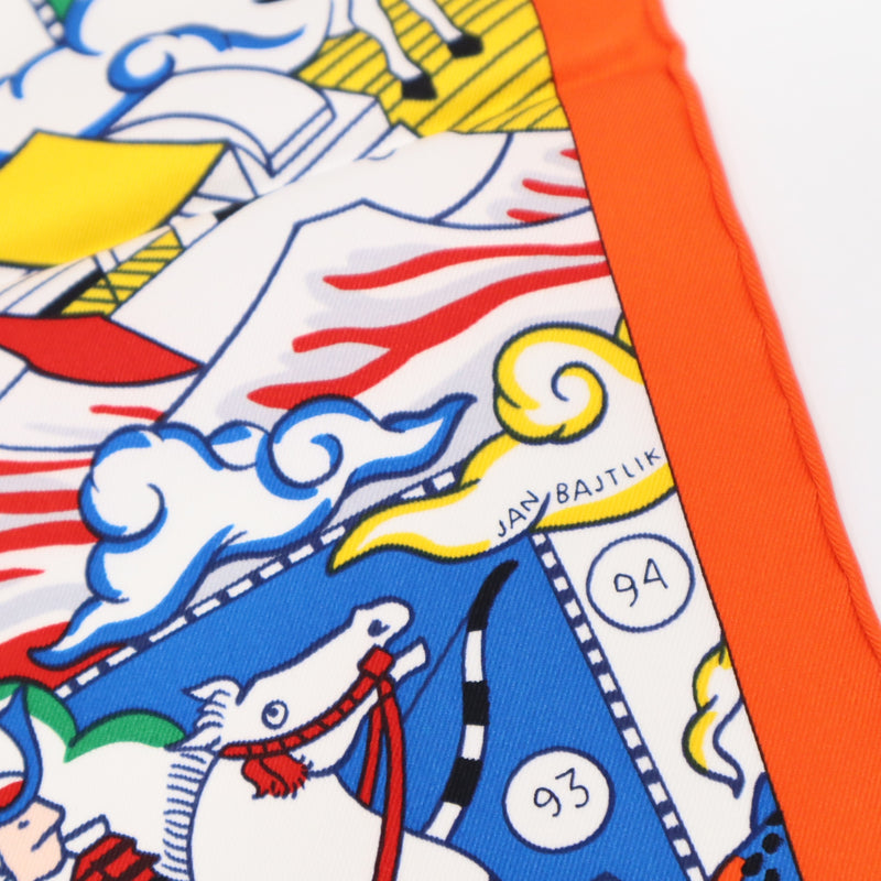 未使用 HERMES エルメス カレ70 エルメスの叙事詩 デタイユ L'Epopee d'Hermes Detail シルク100 マルチカラー 箱有 H19252