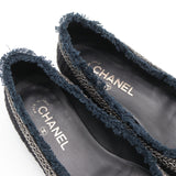 CHANEL シャネル ローヒール パンプス G26773 38C 25cm ツイード チェーンデザイン 靴 H21002