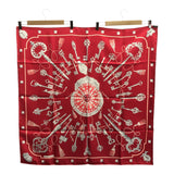HERMES エルメス カレ90 スカーフ LES CLES 鍵柄 シルク100% レッド色 箱有 H17445