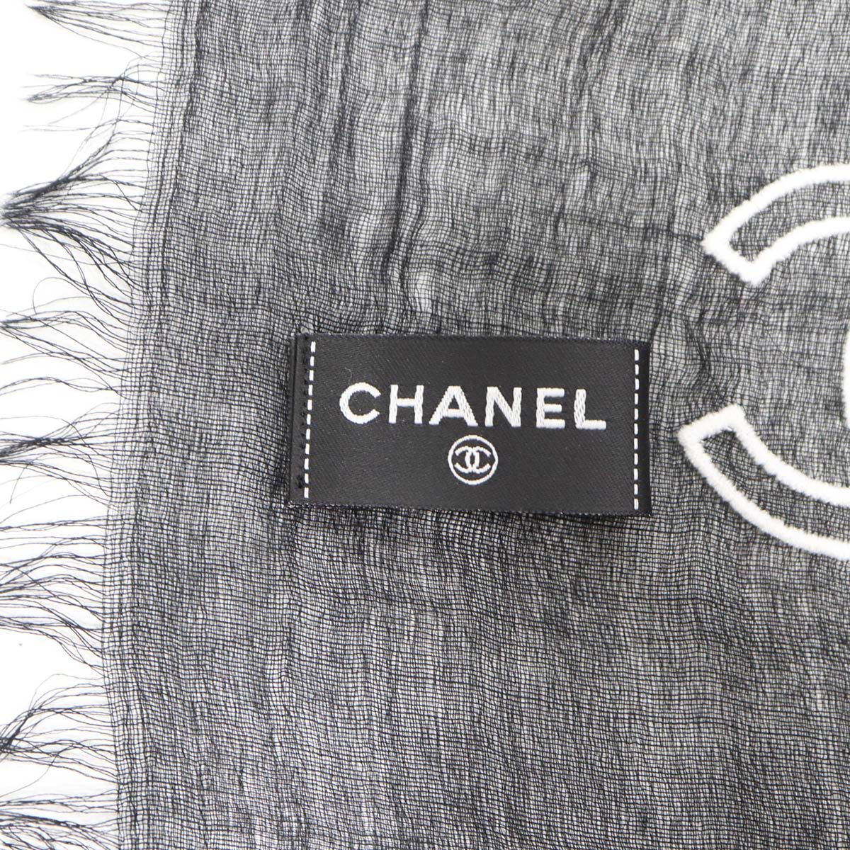 CHANEL シャネル ストール 黒 CC ココマーク カシミヤ 100％ 薄手